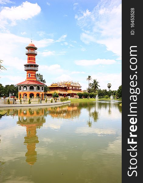 Watchtower and Chinese temple in Bang Pa In Royal Palace