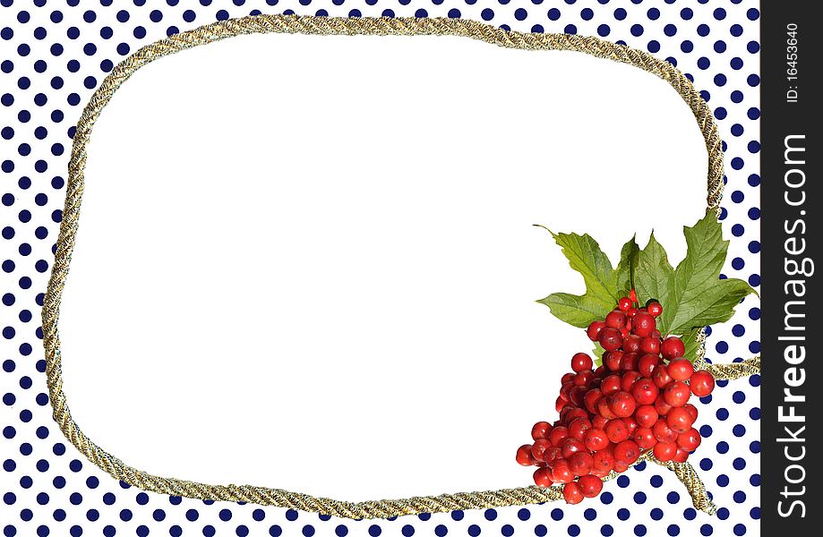 Decorative dotted frame with red berries - background for your text or picture. Decorative dotted frame with red berries - background for your text or picture