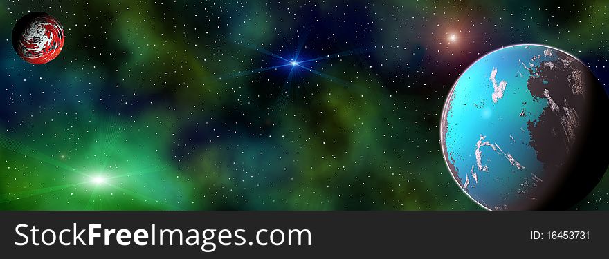 Very bright and colorful space landscape
