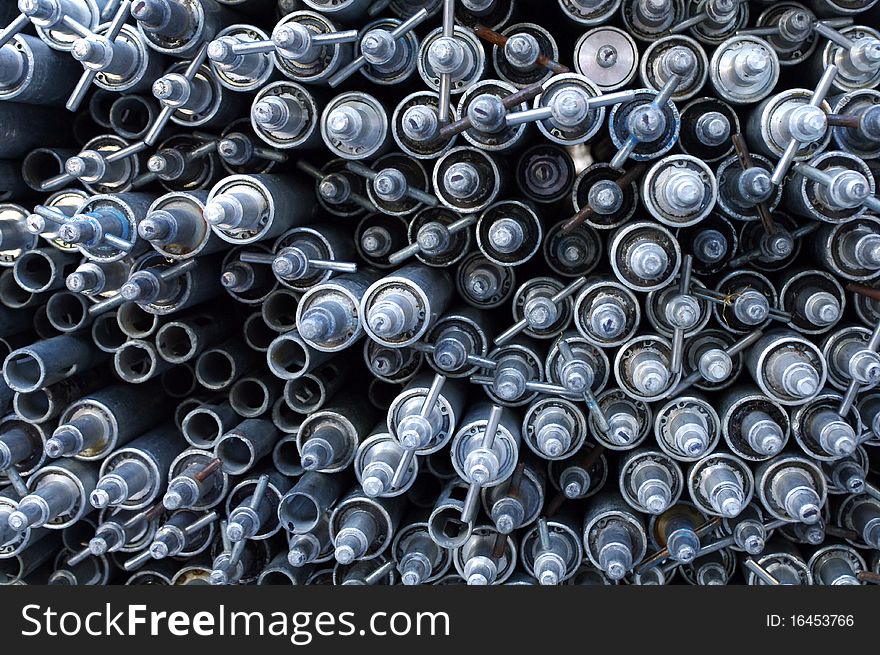 Background Technical by showing a Pile of Steel Rods, Staves used for Constructing a Non Permanently used Building baton