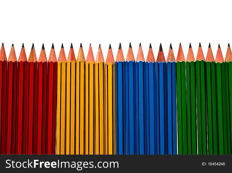 Pencils Blue Red and Yellow Isolated on White Background. Pencils Blue Red and Yellow Isolated on White Background