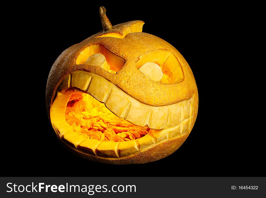 Studio shot of orange smiling pumpkin halloween