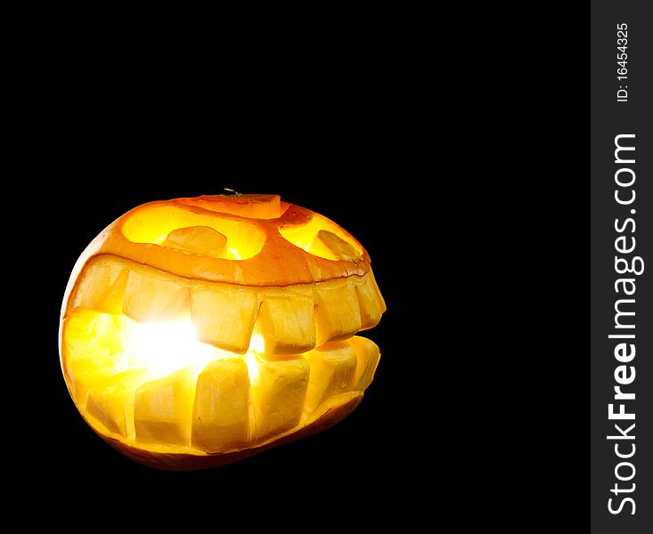 Studio shot of orange smiling pumpkin halloween