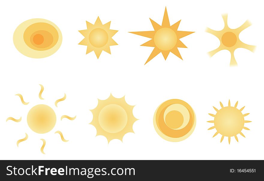 Eight different designs of the sun. Eight different designs of the sun