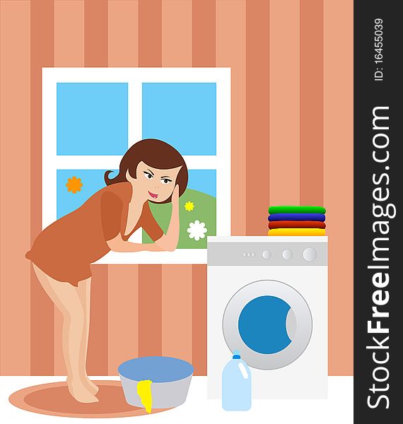 Housewife In The Laundry