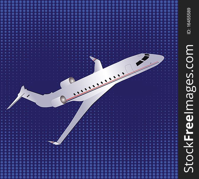 Template with white airplane, illustration. Template with white airplane, illustration