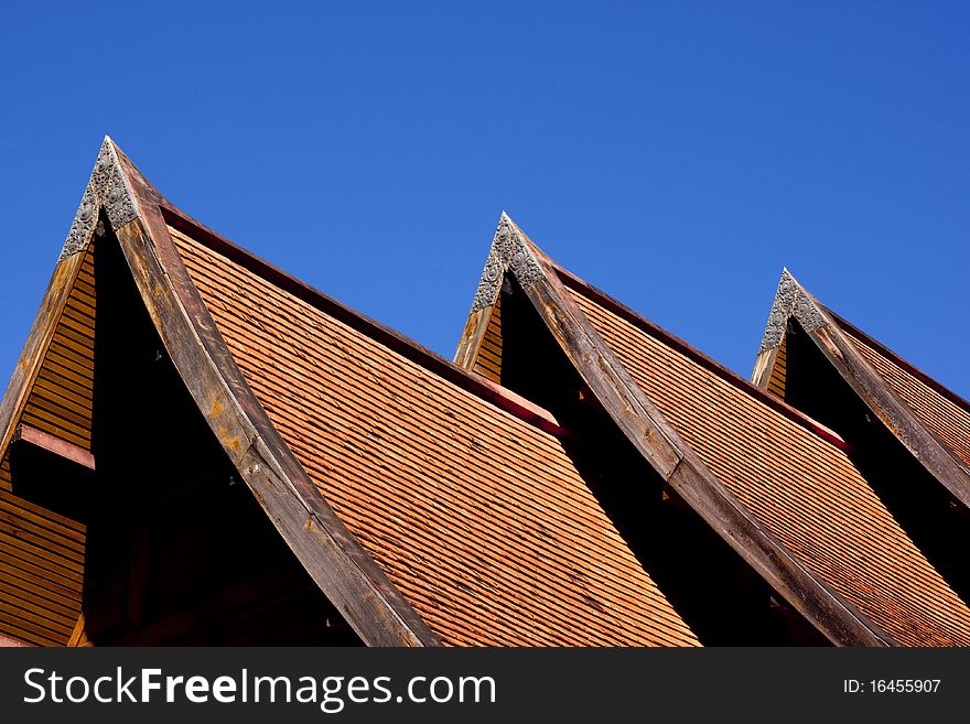 Orange tile roof in temple Phrae Thailand. Orange tile roof in temple Phrae Thailand