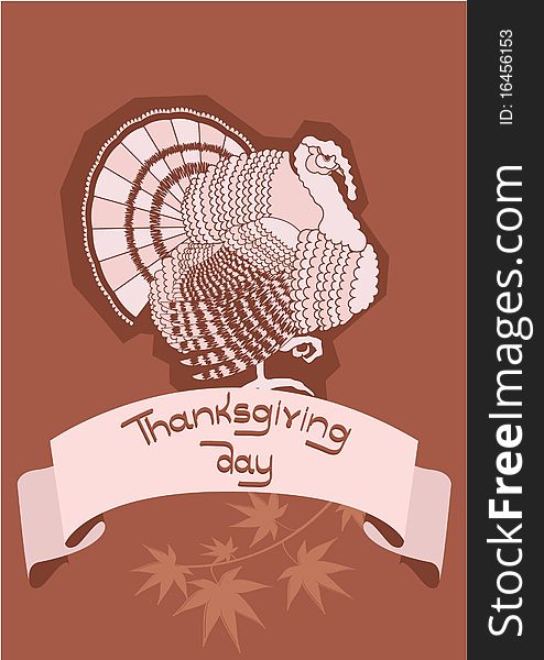 Turkey postcard.Vector thanksgiving background. Turkey postcard.Vector thanksgiving background