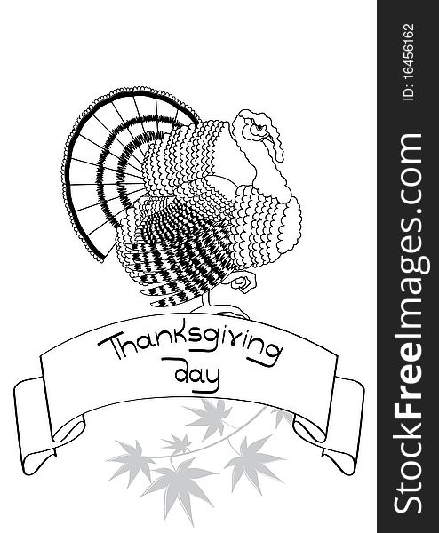 Turkey postcard.Vector thanksgiving background. Turkey postcard.Vector thanksgiving background