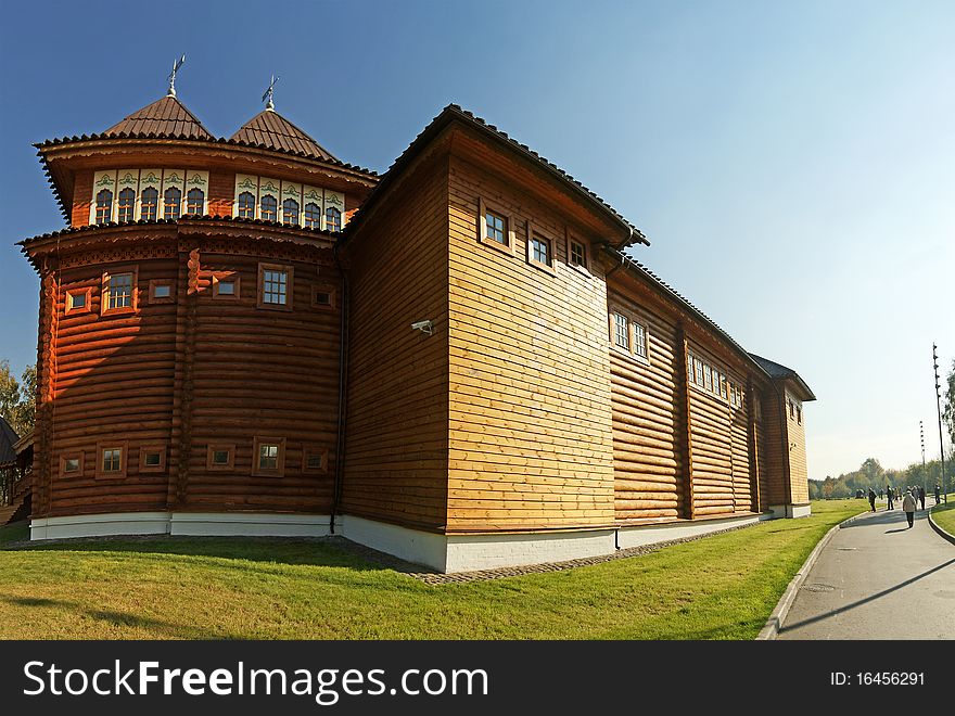 Wooden palace in Kolomenskoe (panorama), Moscow, Russia