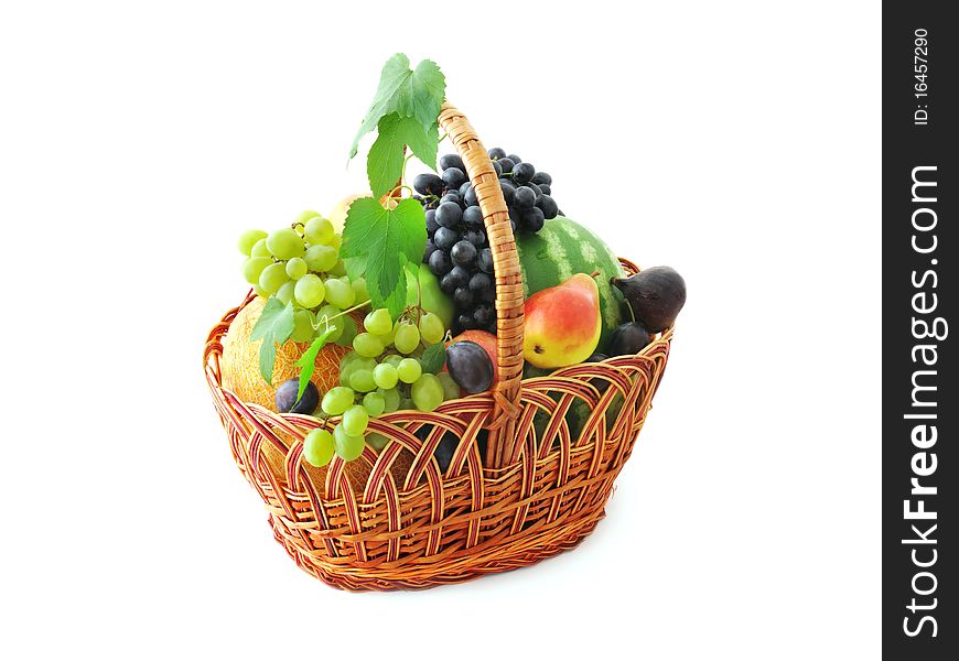 Big Basket With Different Fruits
