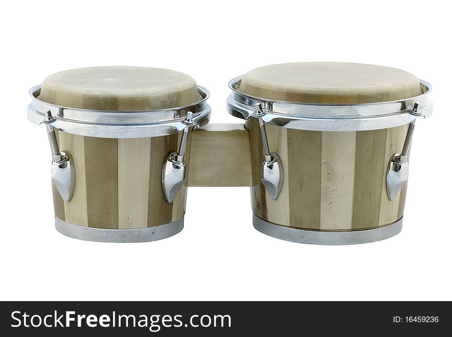 The image of ethnic african drum under the white background