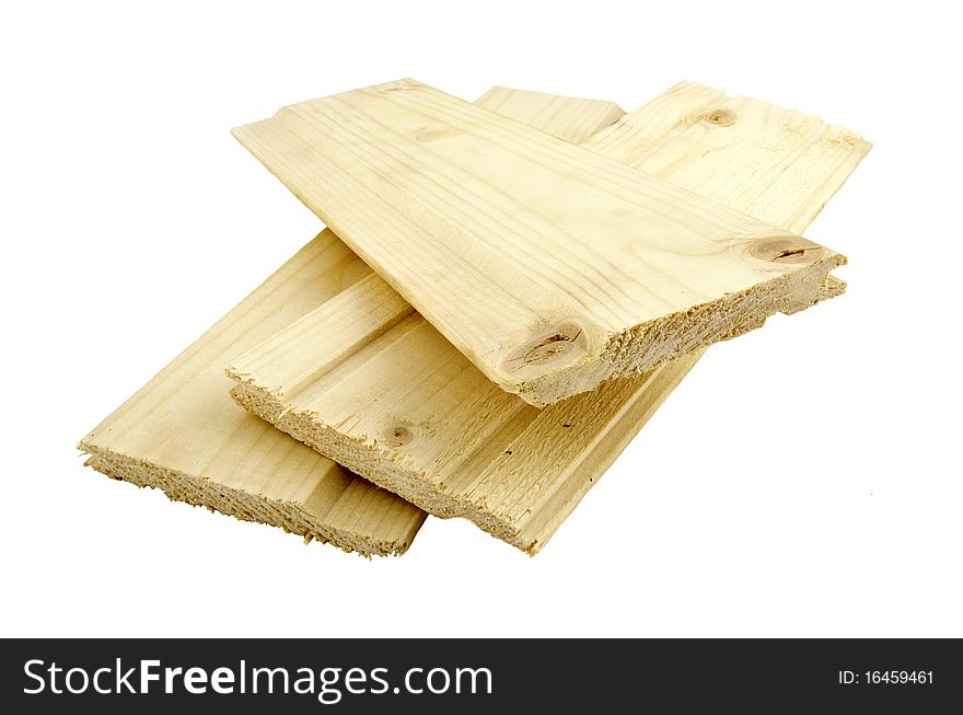 Wooden boards on a white background