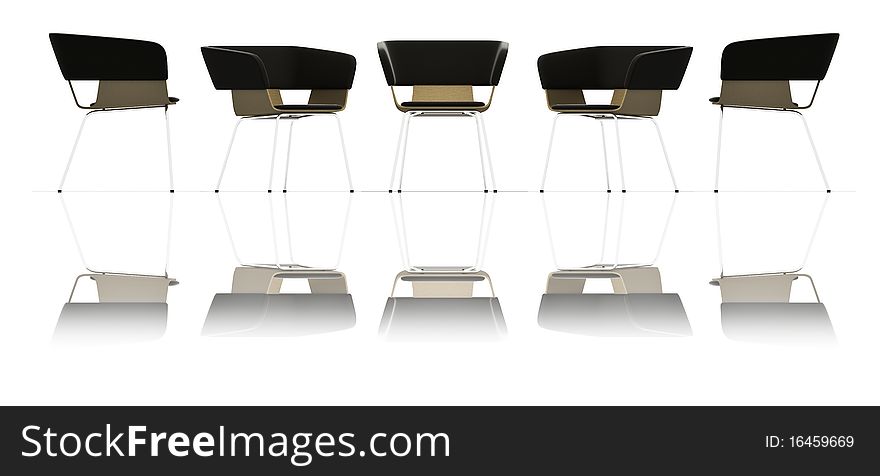 High resolution 3d render of  modern chairs