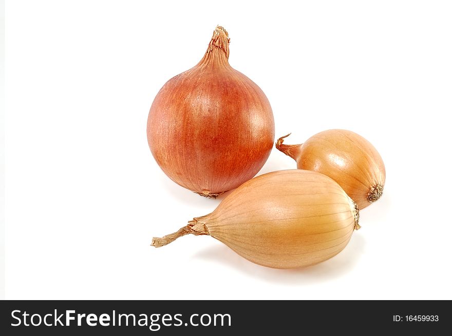 The onions are isolated on a white background. The onions are isolated on a white background