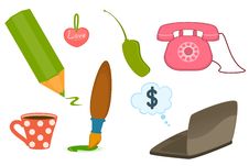 Set Of Objects Isolated On White Background Stock Photography Set Of Objects Isolated On White Background Stock Photography