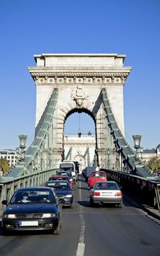 Traffic In Chain Bridge Royalty Free Stock Images