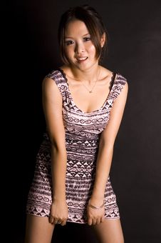 Cute Chinese Teenager In Skirt Royalty Free Stock Photos