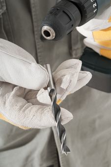Man Changing Drill Bit Royalty Free Stock Images Man Changing Drill Bit Royalty Free Stock Images