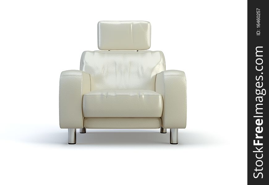 White leather 3d chair on the white background. White leather 3d chair on the white background