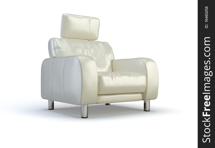 White leather 3d chair on the white background. White leather 3d chair on the white background