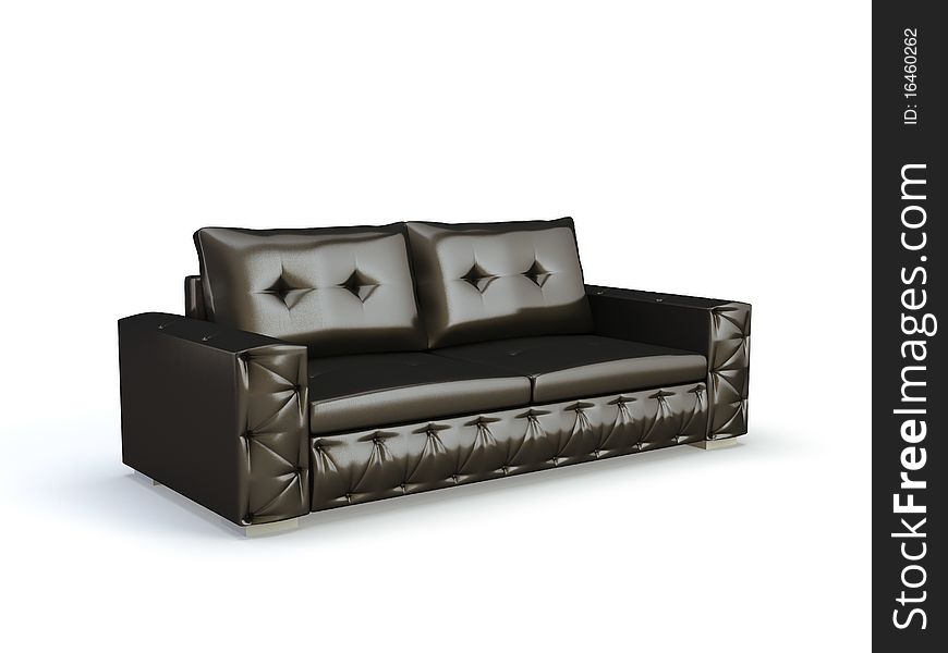 Black leather 3d sofa isolated on the white background. Black leather 3d sofa isolated on the white background