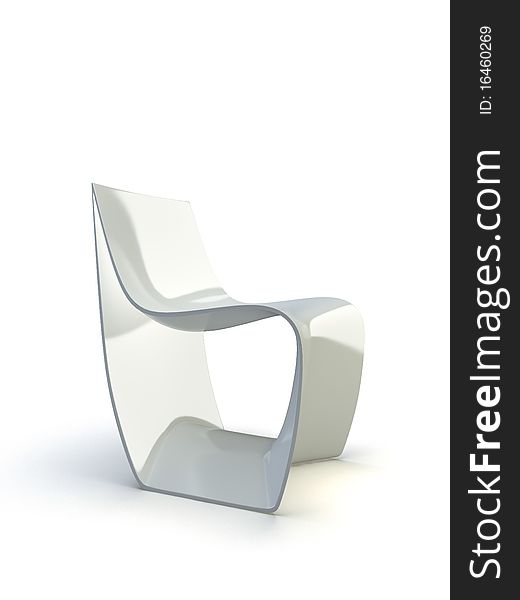 White modern 3d chair on the white background. White modern 3d chair on the white background