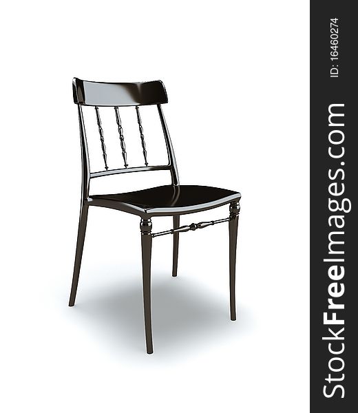 Black classic 3d chair on the white background. Black classic 3d chair on the white background