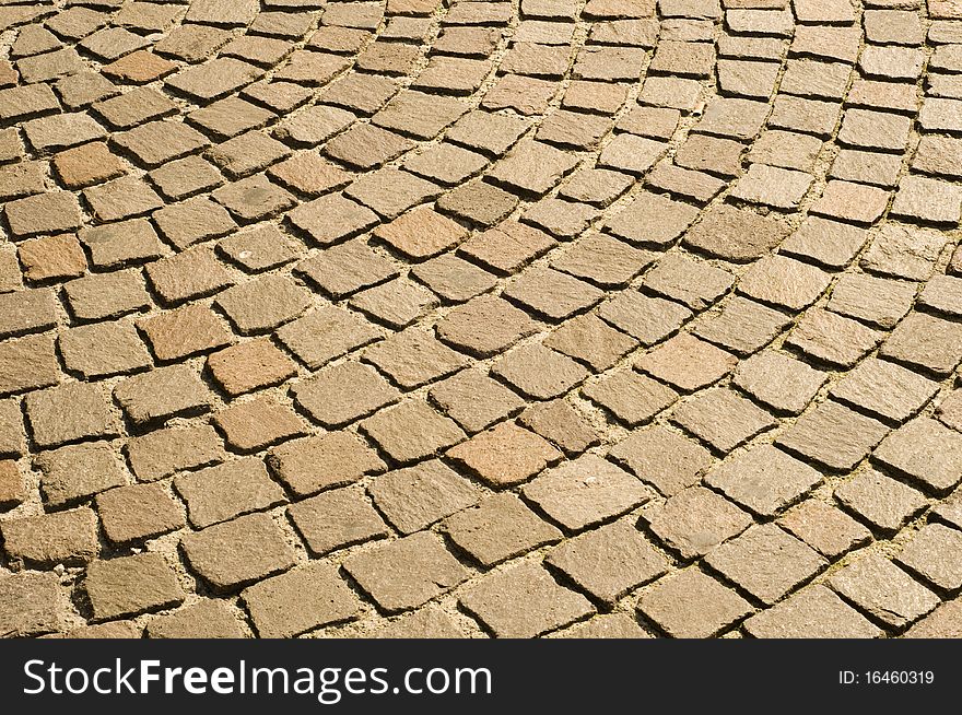 Radial cobblestones in the street. Radial cobblestones in the street