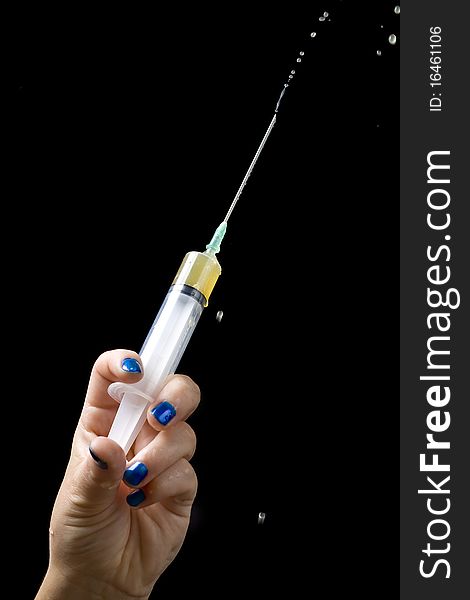 Woman hand and inject insulin