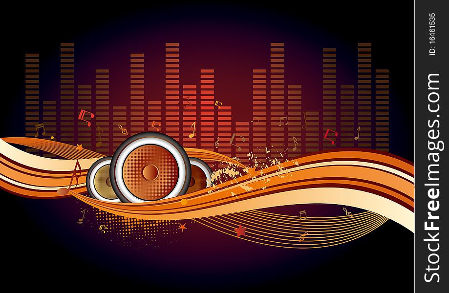 vector illustration of musical theme with loudspeakers. vector illustration of musical theme with loudspeakers