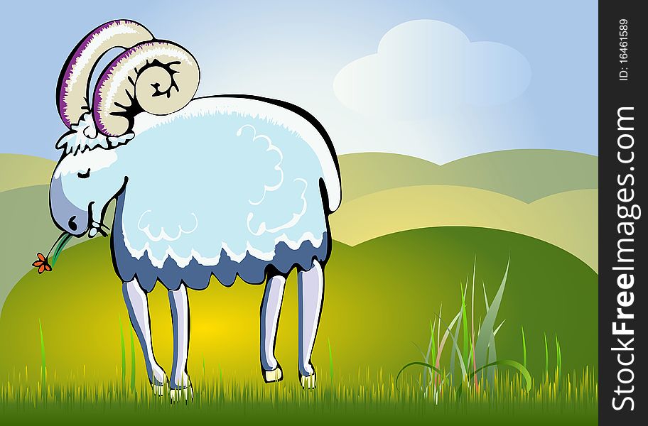 nature background with sheep, and hills. nature background with sheep, and hills