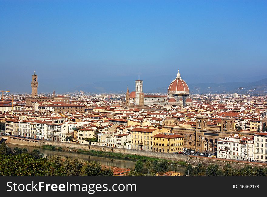 View of Florence, Italy from Michelangelo Plaza. View of Florence, Italy from Michelangelo Plaza