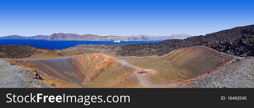 Santorini view from volcano - nature background