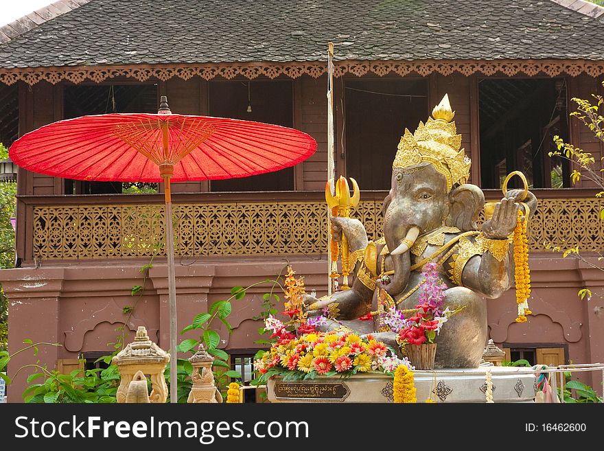 Hindu God Ganesh with Clipping Path, Chiangmai Province, North of Thailand