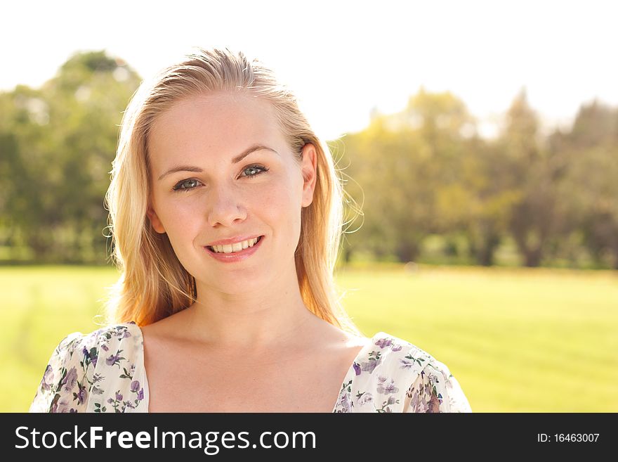 Closeup portrait of cheerful lady with space for your message. Closeup portrait of cheerful lady with space for your message