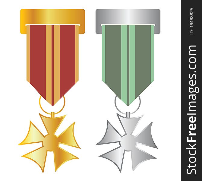 Illustration of two retro medals