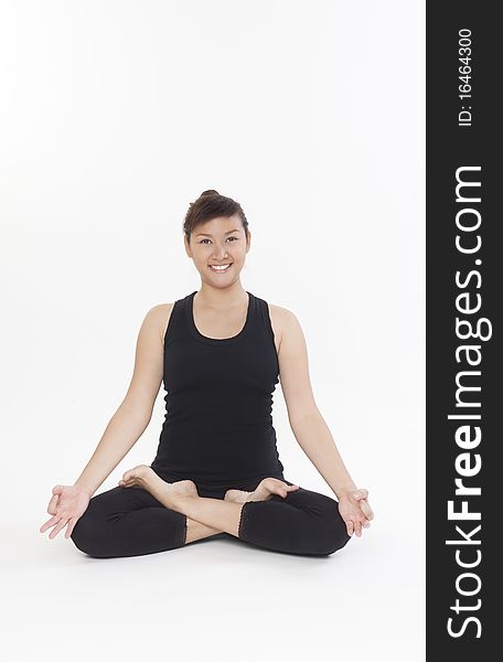 Asian Yoga Training Master on white background