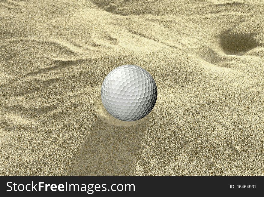 Ball in sand trap 3d golf render