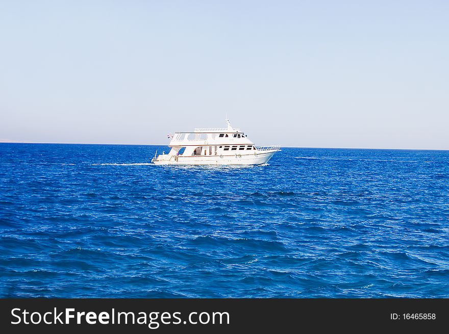 White yacht in the red sea. White yacht in the red sea