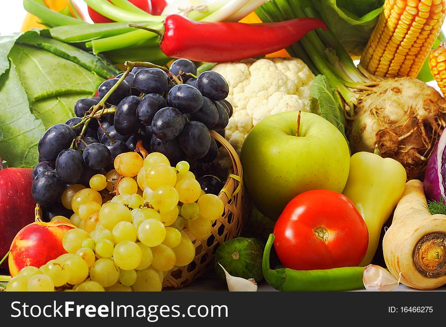 Autumn fresh and colorful vegetables and fruits. Autumn fresh and colorful vegetables and fruits