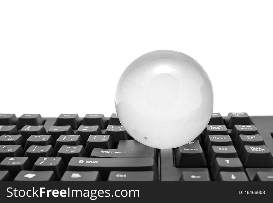 Globe and keyboard on a white background