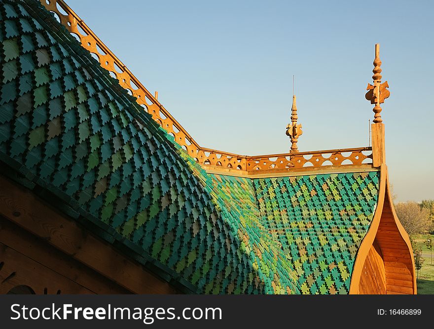 Wooden palace in Kolomenskoe. Reconstruction of the building 17 century, Moscow, Russia