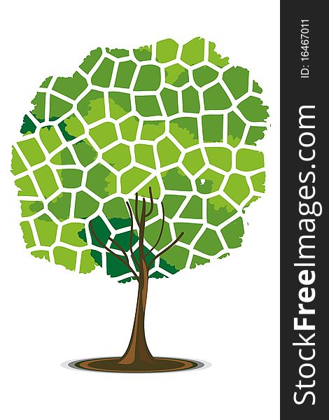 Illustration of tree in mosaic pattern on isolated background. Illustration of tree in mosaic pattern on isolated background