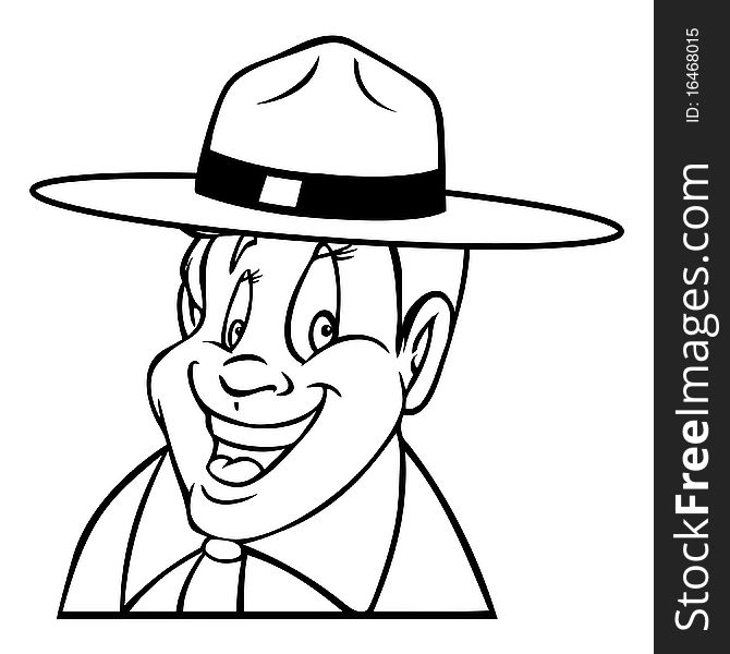 Cartoon outline illustration of a boy scout