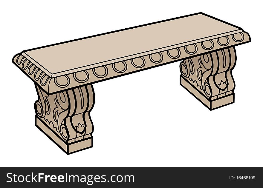 Cartoon illustration of an ancient Greek bench