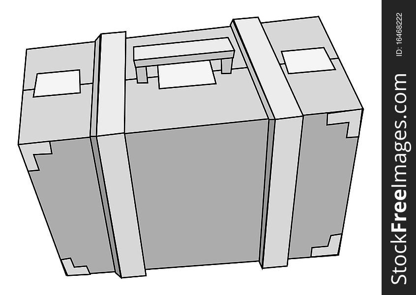 Cartoon illustration of a steel locked suitcase. Cartoon illustration of a steel locked suitcase