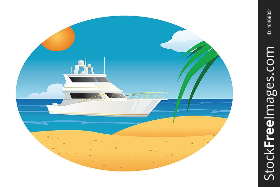 Cartoon illustration of a yacht at sea