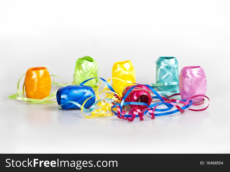 Set of colorful gift ribbons on the white background. Set of colorful gift ribbons on the white background