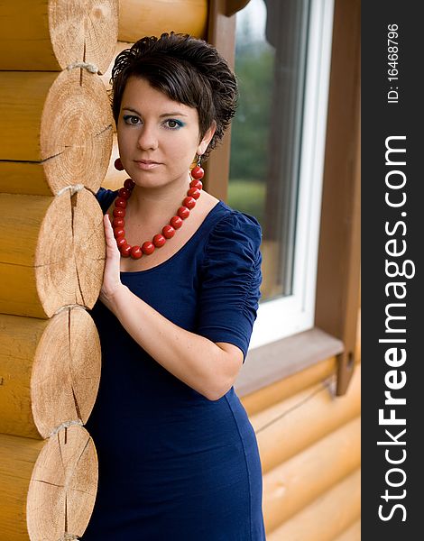 Girl standing on a veranda. Girl standing on a veranda